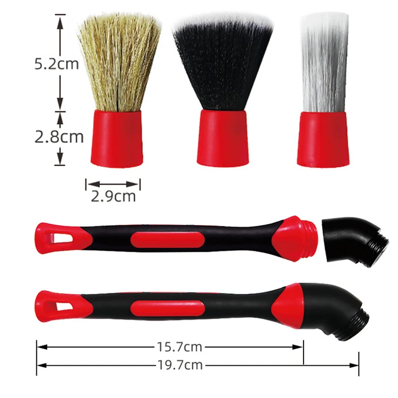 Removable Head Bend Car Wash Cleaning Brush Car Wheel Rim Detailing Tools Bristle Hair Sharpening Silk Soft PP Silk Car Cleaning