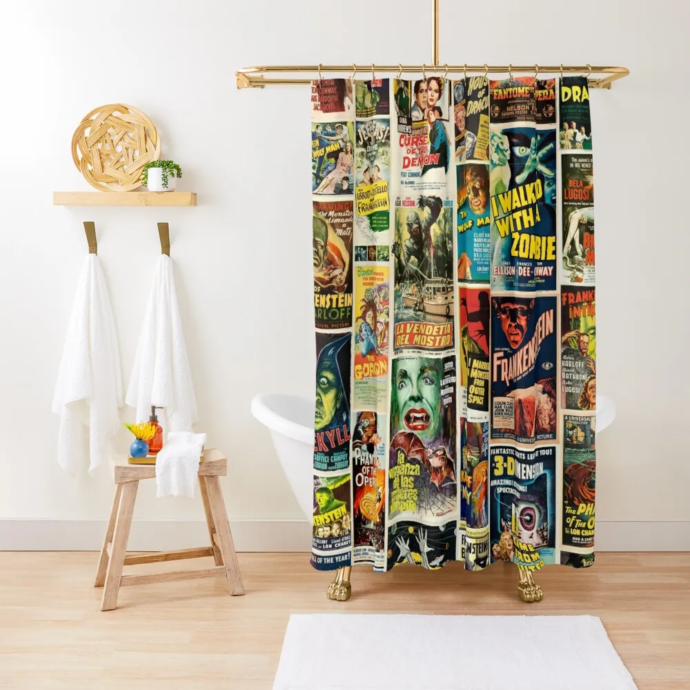 

Classic Horror Movie Poster Montage Shower Curtain Set For Bathroom Bathroom