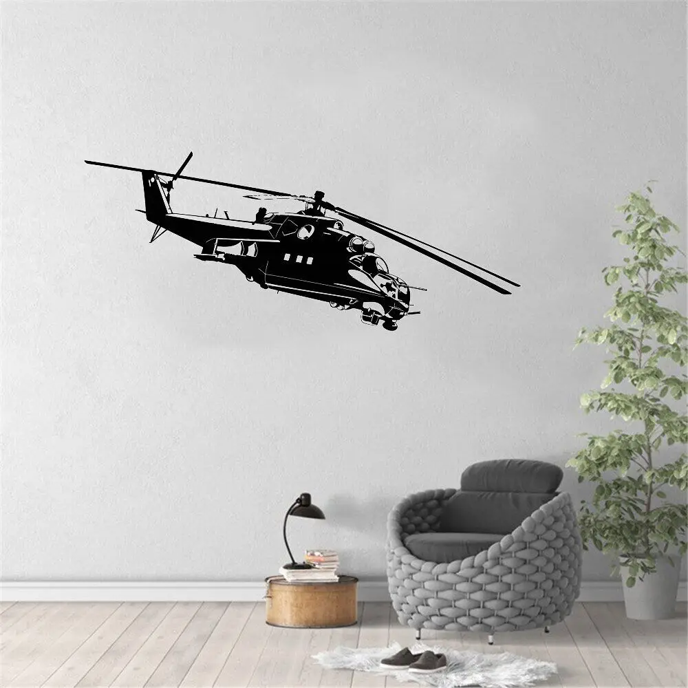 Vinyl Wall Decal Helicopter Apache Army War Soldier Stickers Unique Gift