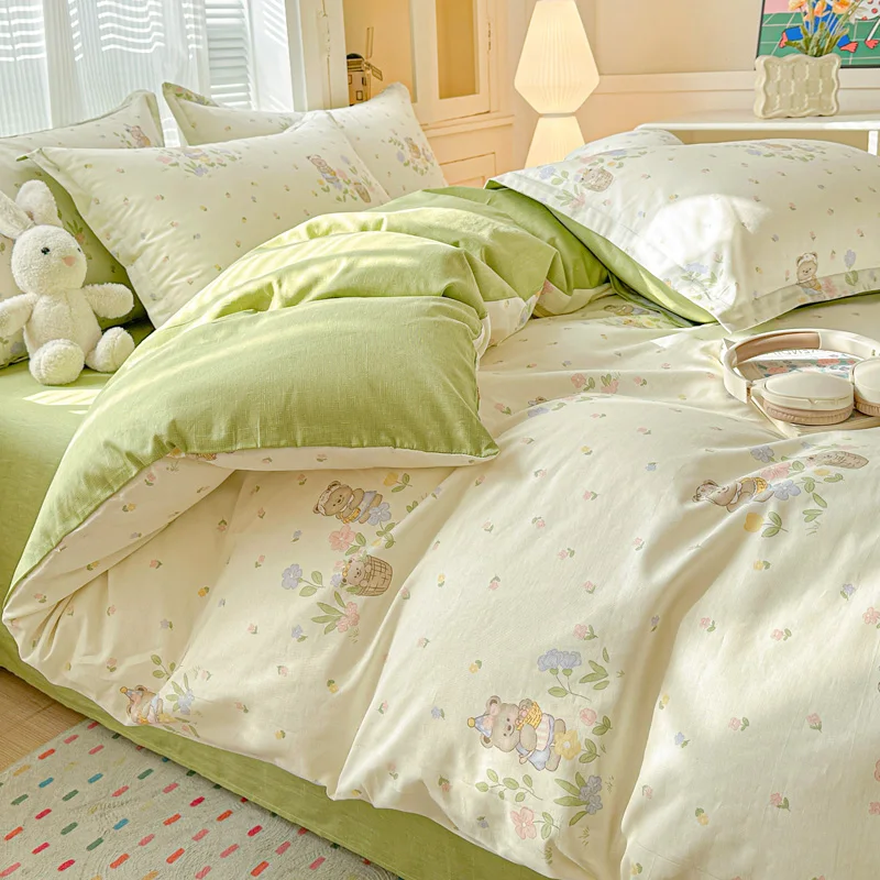 100% Cotton Duvet Cover Set Bedding Set, Hypoallergenic Skin-Friendly Fade & Wrinkle Resistant, Comfort Breathable All Season