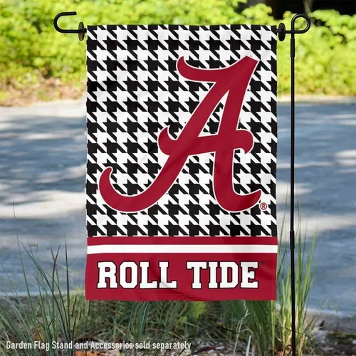 Alabama Crimson Tide Houndstooth Garden Flag and Yard Banner jjx