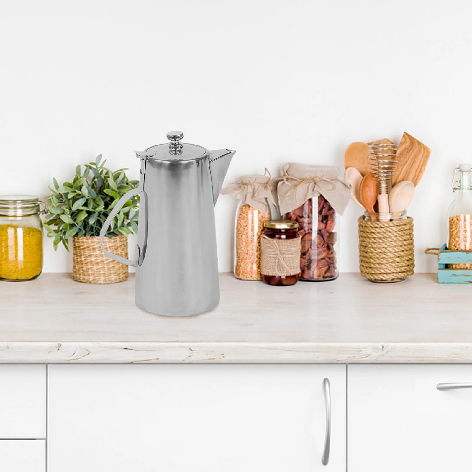 

1Pcs Stainless Steel Cold Water Kettle Large Capacity Household Oil Bottle Practical Portable Kitchen Oil Storage Container