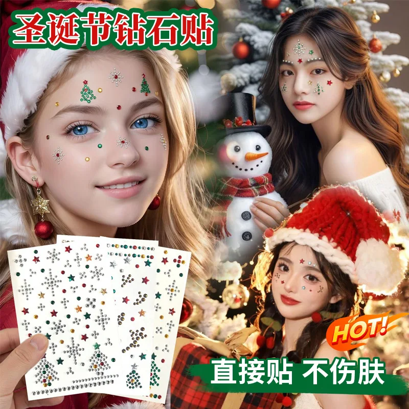 Self Adhesive Diamond Face Stickers Christmas Party Makeup Nail Art Rhinestones Shiny Multicolor Waterproof Premium