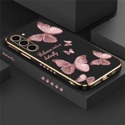 Butterfly Phone Case For Samsung Galaxy S24 S23 S21 S22 Ultra S20 FE A52 A55 A54 A72 A25 A15 A33 Note 9 20 Plating Soft Cover