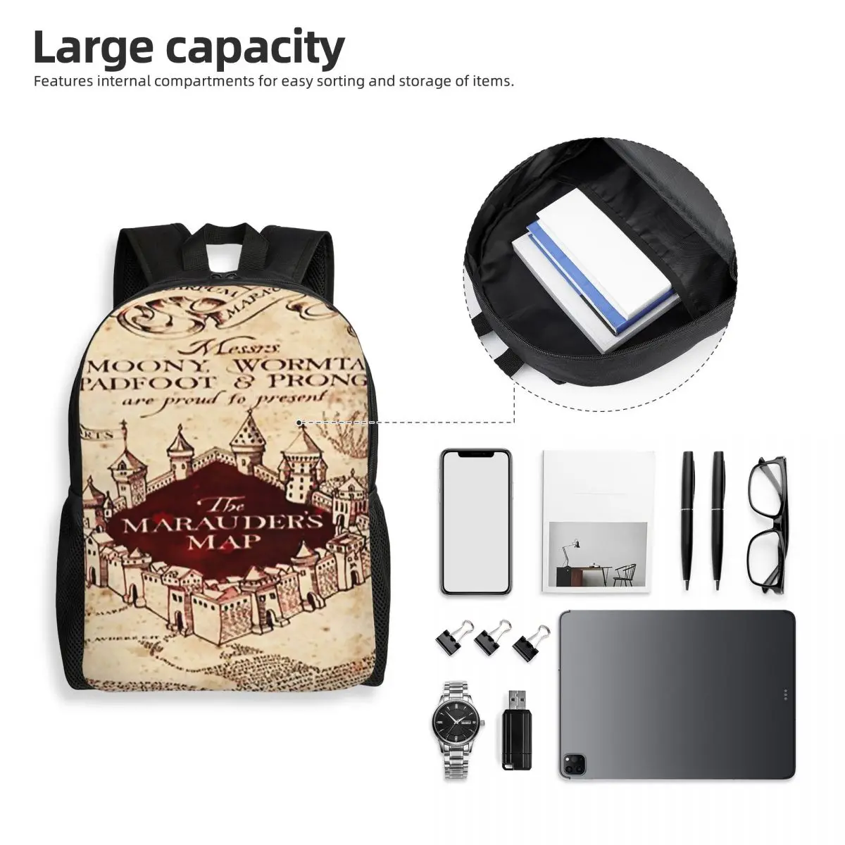 Marauders Magic Map Backpack Student Boys Girls BookBag School Bag Computer Shoulder Bags