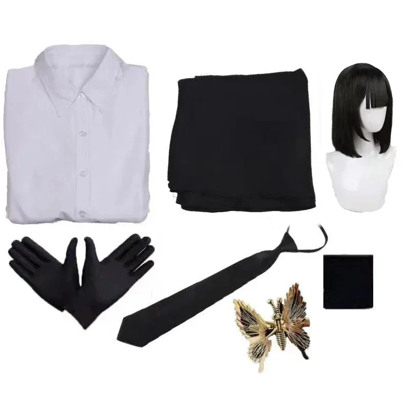 

CyYosano Akiko cosplay Costume Anime wig Bungo Stray Dogs butterfly hair clip pin hairclip eye beast props shirt skirt gloves