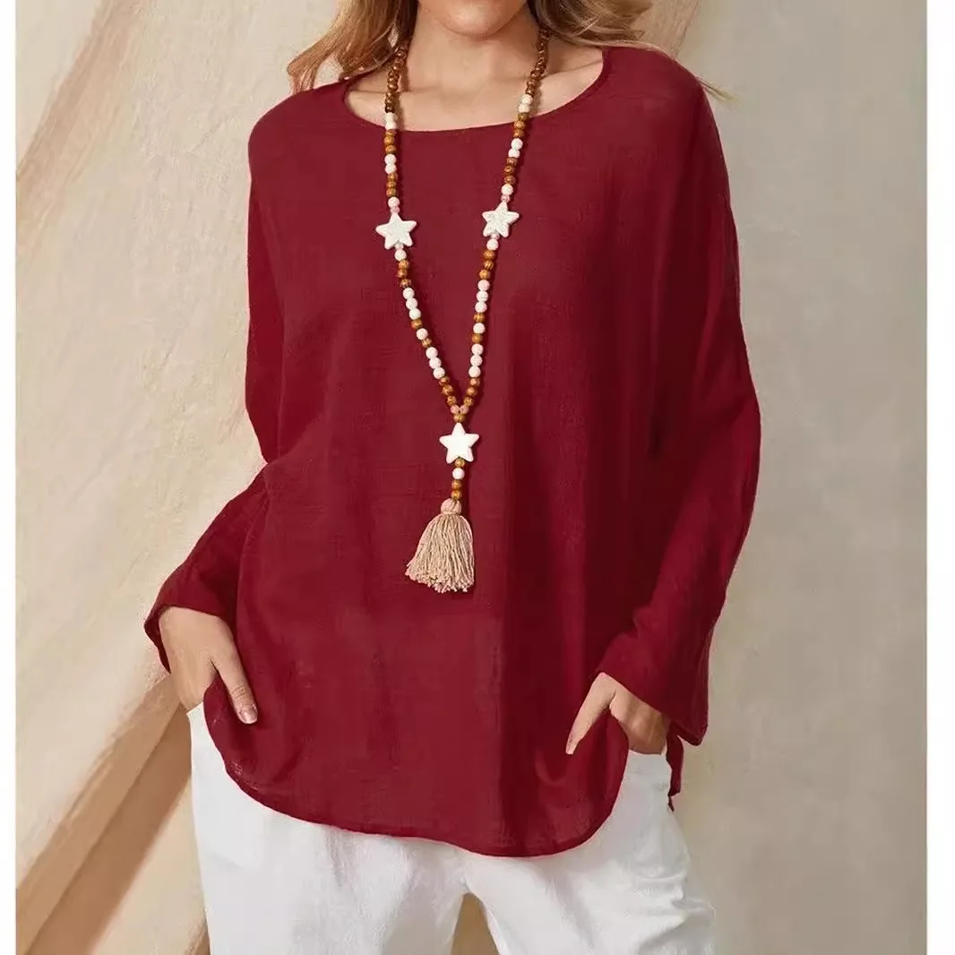 

Casual Chiffon irt Women's Top Hot Selling Long Sve Polyester Fabric Other Material 00% Spring 2024 Sle Non-deformable