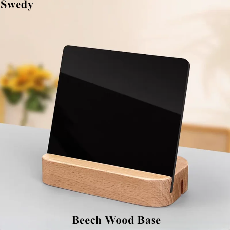 150x125mm T / L Use Wood Base Tabletop Chalkboard Signs Stand Message Board Restaurant Wedding Table Numbers Menu Price Stand