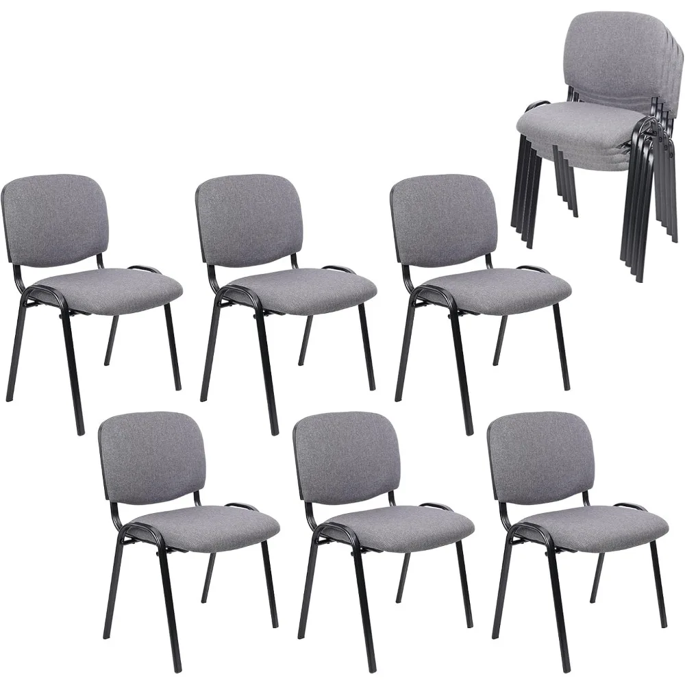 

CLATINA Set of 10 Stackable Waiting Room Chairs, Armless No Wheels Reception Chair with Upholstered Seat, Guest Chairs for