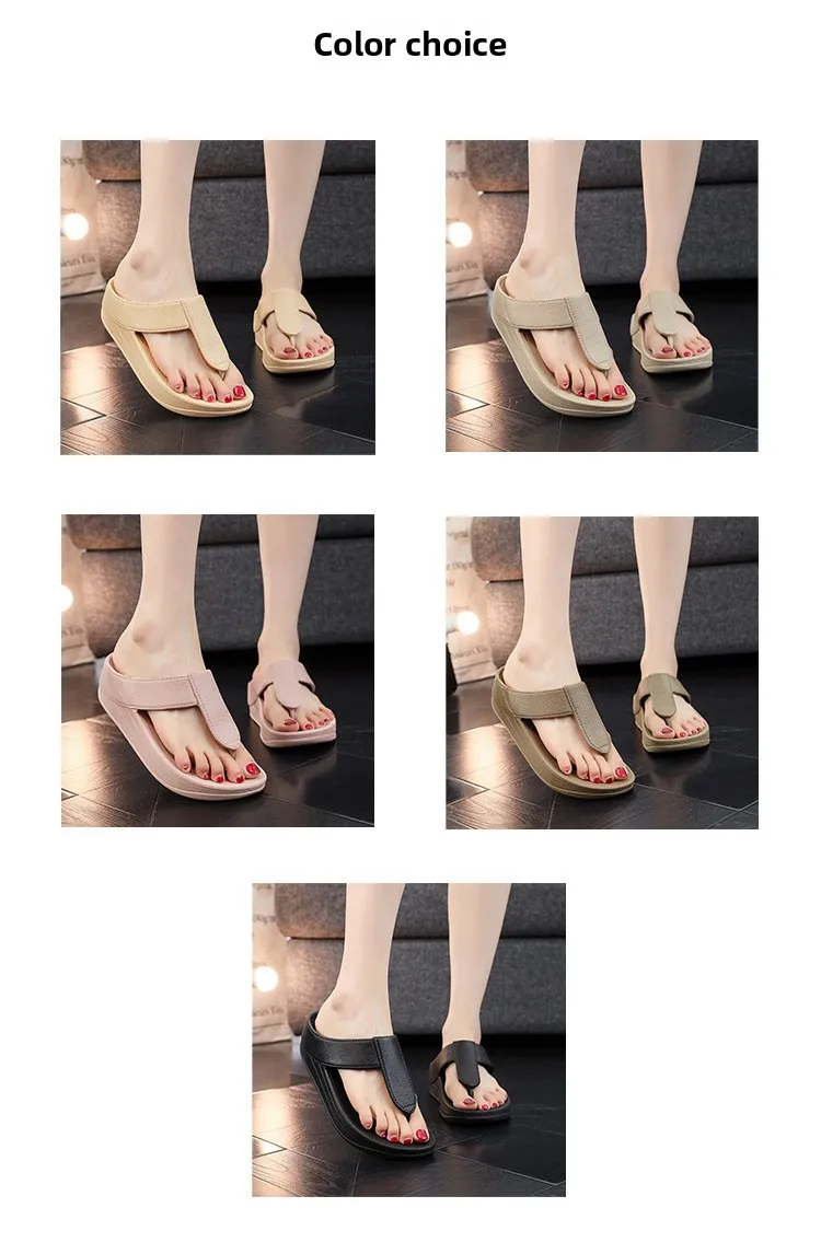 36-41 Damen Flip-Flops, Strandschuhe, Sommer Keilabsatz-Sandalen, Damen-Sandalen, Bohemian-Slides mit dicker Sohle – Detail 3