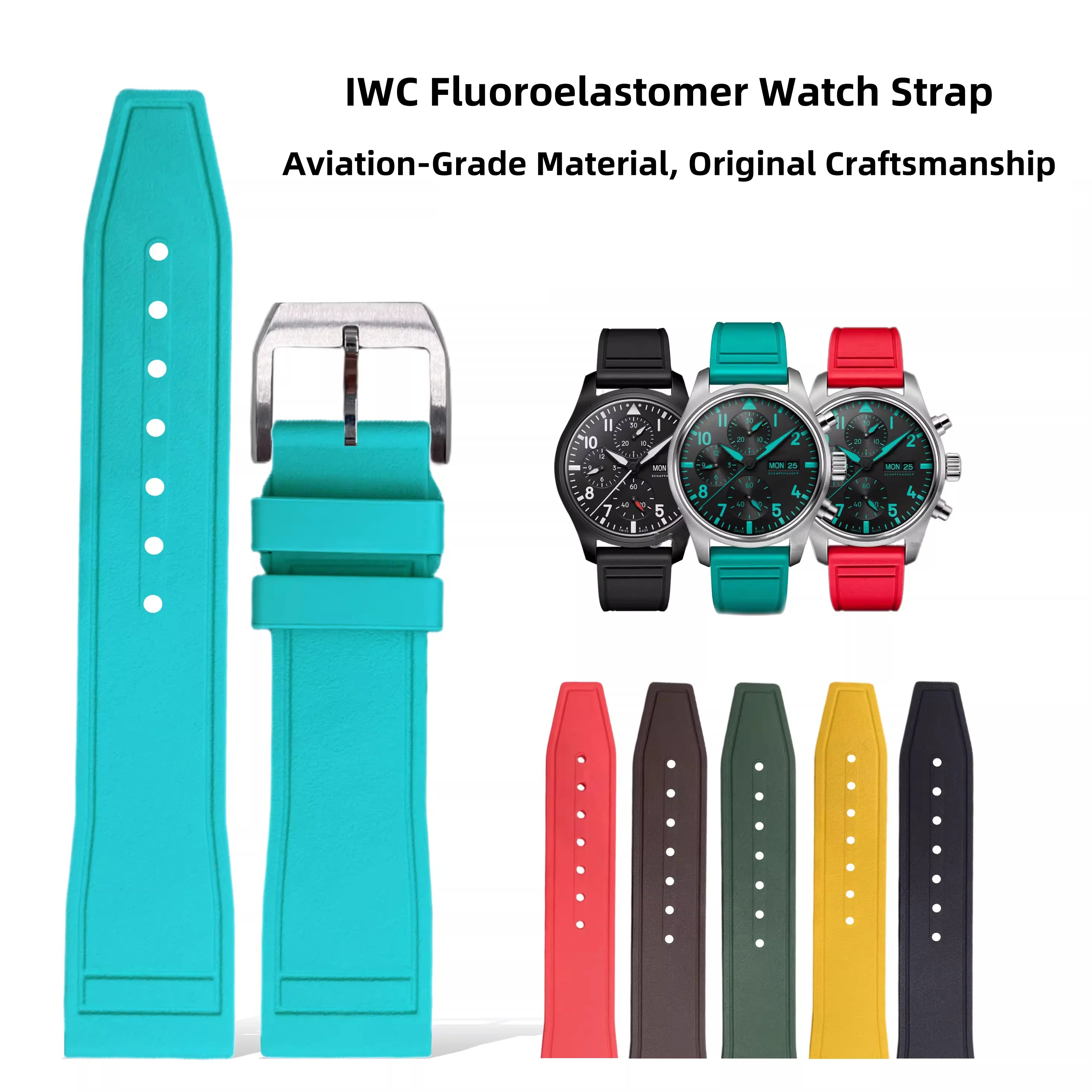 

Водонепроницаемый экзотический фторкаучук FKM резиновый ремешок для часов 20 мм 21 мм 22 мм для IWC Pilot ремешок для часов с быстросъемным механизмом