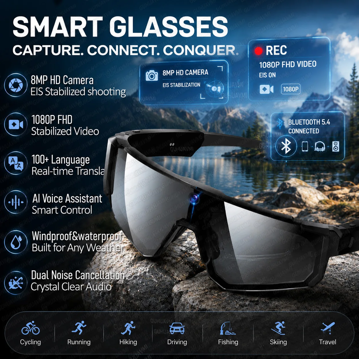 

POV Glasses 4K Baseball Sunglasses Camera Smart Men Women Audio Video Action 2026 Upgrade Eyeglasses Sports Cycling Hiking Glass