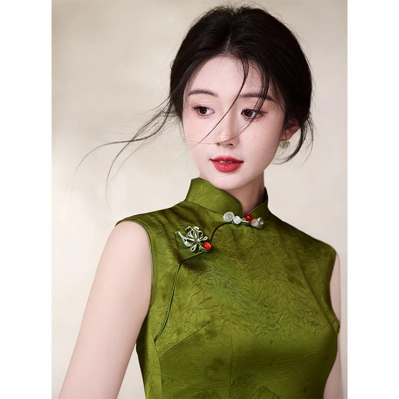 

Ele een Dr Pattern Simple Modern Chinese Sle Daily Wear Midi Dr for Women Vintage Feel