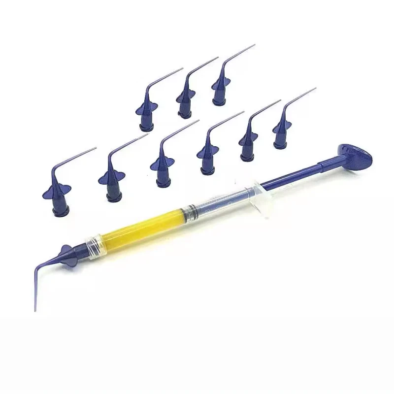 5/10/50/100 stücke zahn ärztliche Einweg-Plastiks pritz spitzen Endo-Spülung Wurzelkanal seitliche Spül nadel Ø 0,25mm blau/weiß – Detail 6