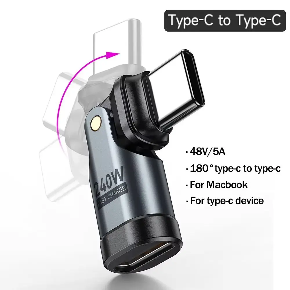 

Fast Data Transfer USB Type C Adapter 180 Degree Flexible USBC Charging Converter USB-C To USB-C 240W USB-A Female Adapter