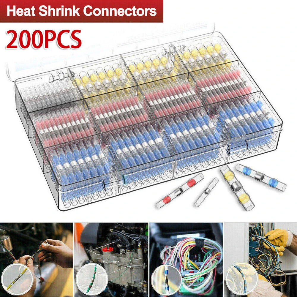 

200 Pcs Solderstick Heat Shrinkable Middle Terminal Waterproof Solder Ring Terminal Combination Solder Wire Connector Kit