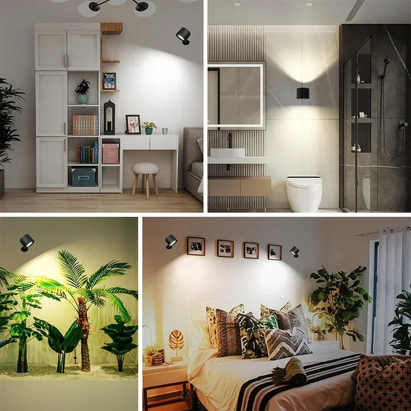Led Double Head Wall Lamp Touch Control Remote 360 Rotatable USB Recharge Wireless Portable Night Light For Bedroom Reading Lamp