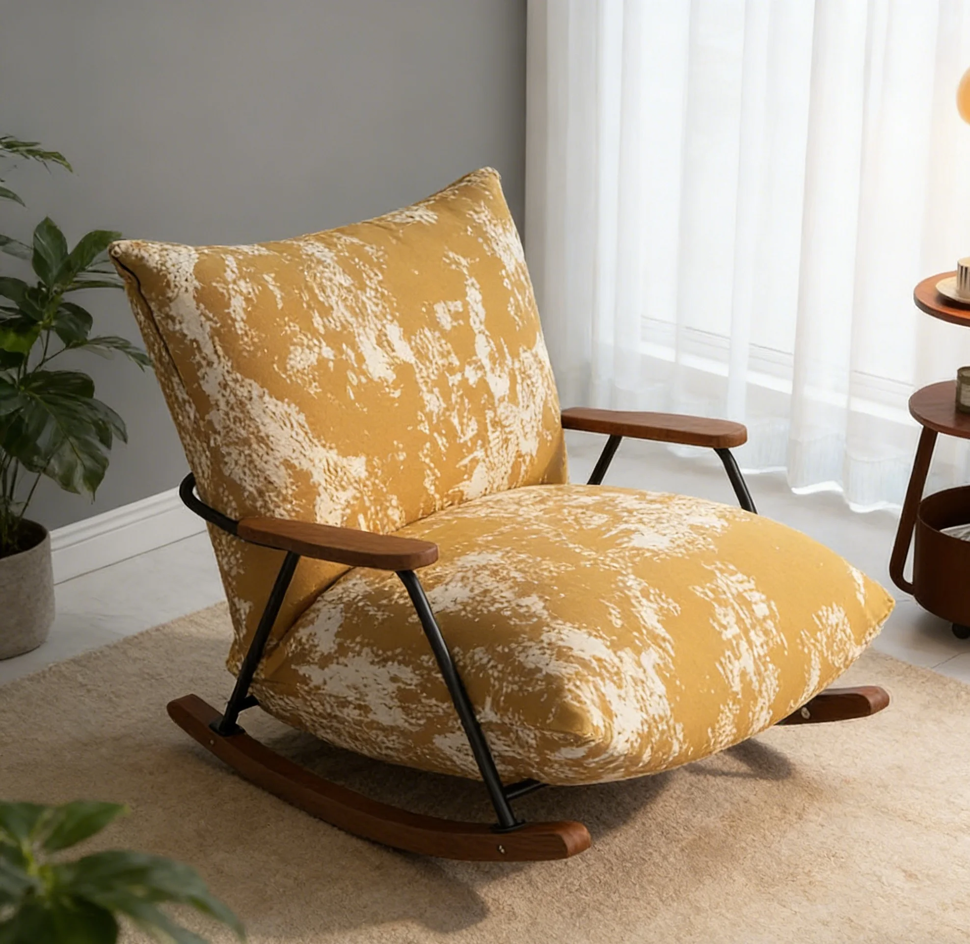 # Rocking Chair With Ottoman Lightweight Portable High Resilience Foam Cushion Single Sofa Rental Home Living Room