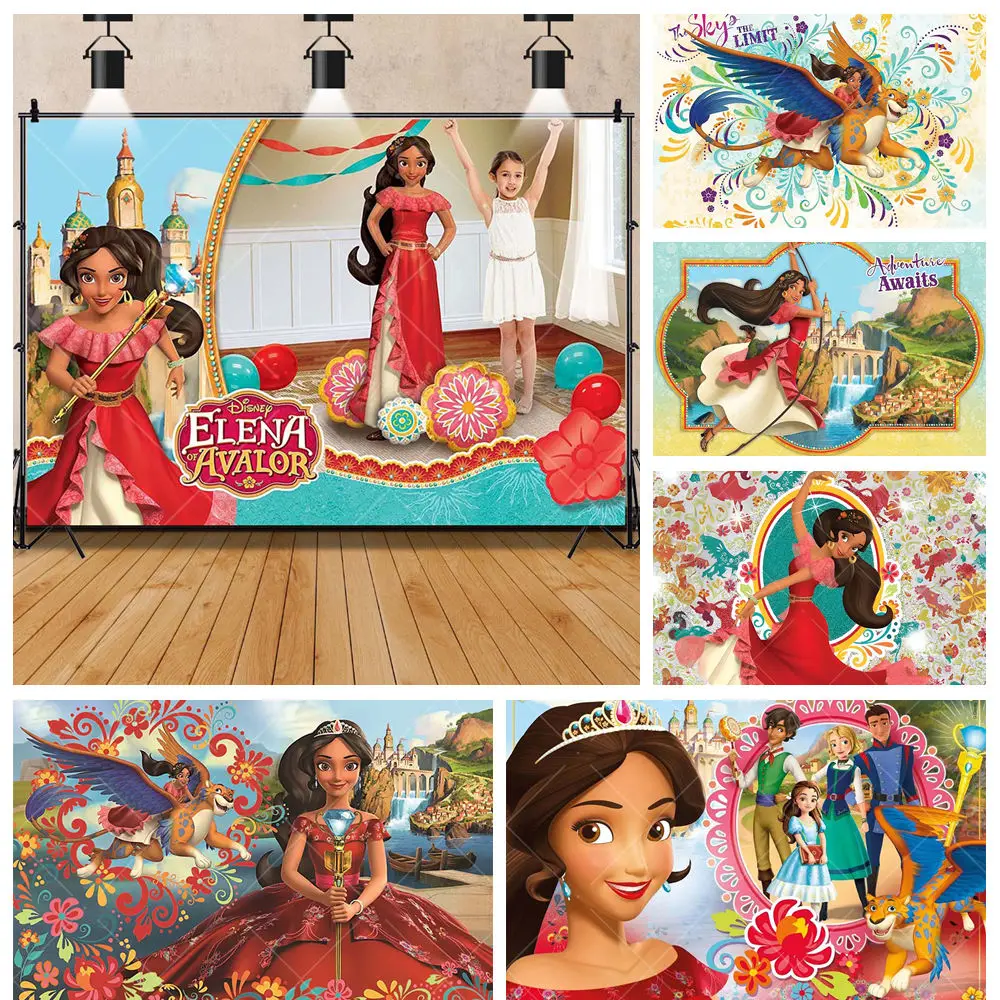 

Disney Cartoon Elena Avalo Red Princess Girls Kids Birthday Party Backdrop Custom Babys Room Photography Poster Decor Background