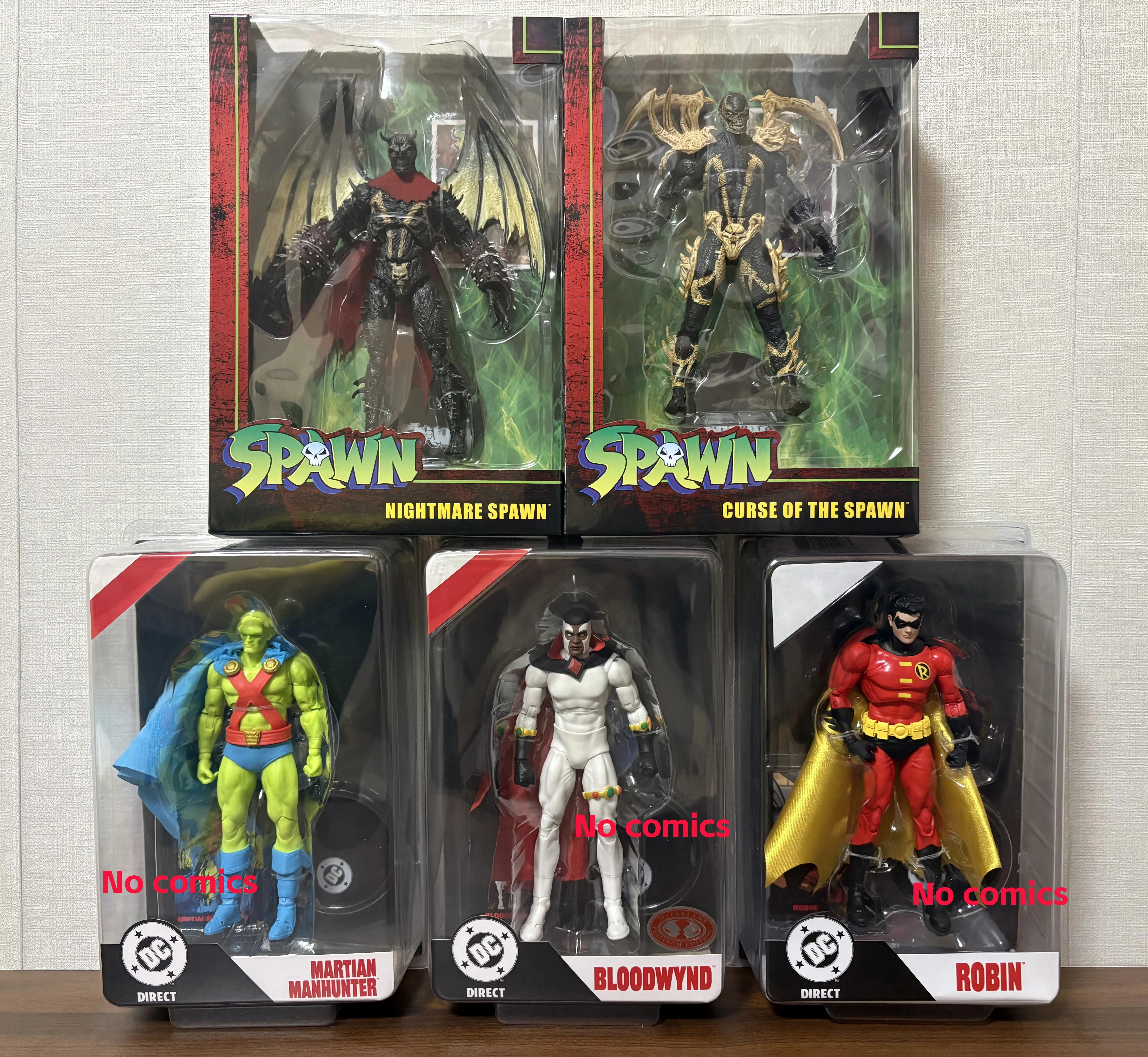 Mcfarlane Toys Nightmare Spawn/Curse of the Spawn/Bloodwynd/Martian Manhunter/Robin Figura de Acción de 7 Pulgadas, Modelo de Muñeco, Kit de Garaje