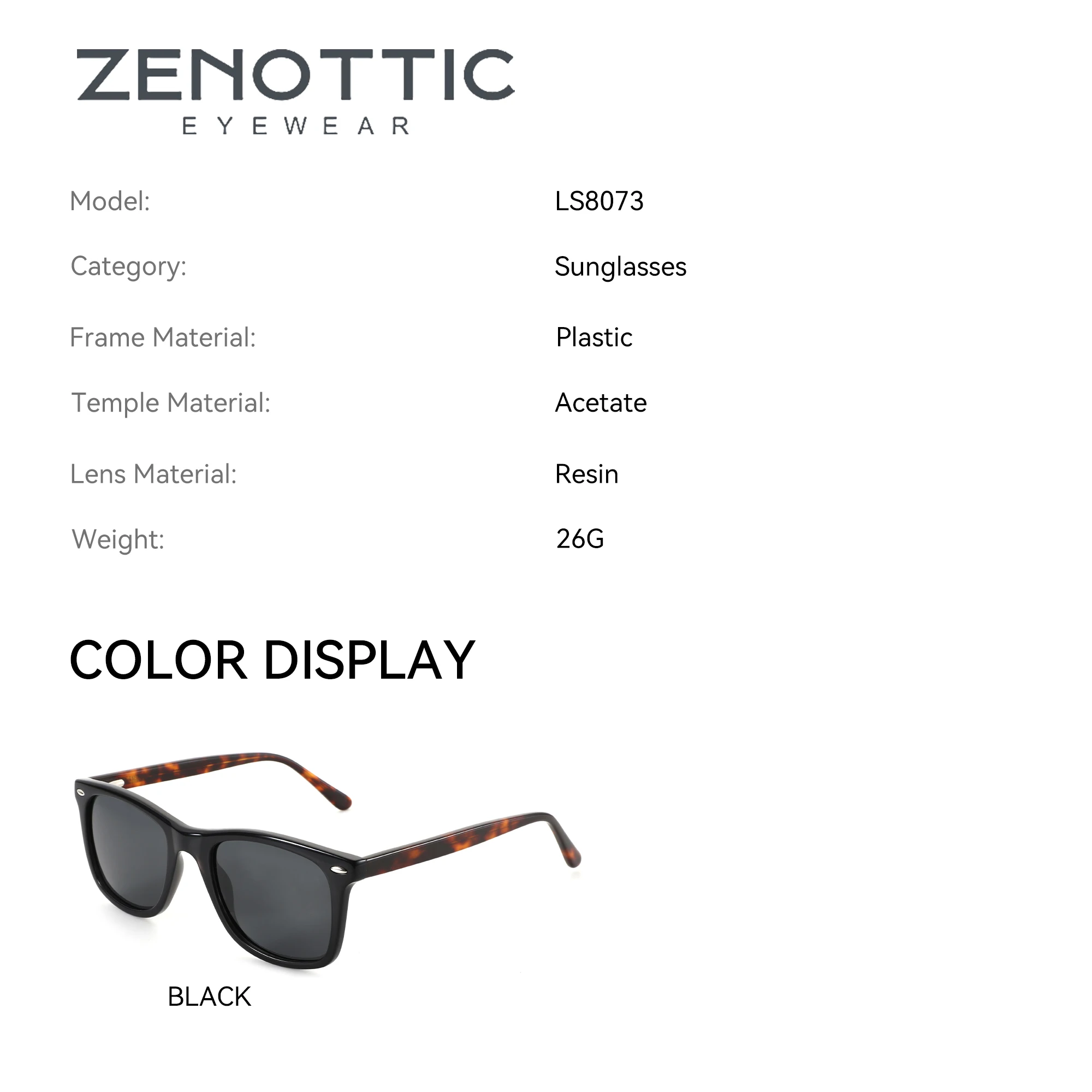 ZENOTTIC Men M Size Square Plastic Prescription Sunglasses UV400 Protection Progressive Myopia Optical Simple Casual Eyewear