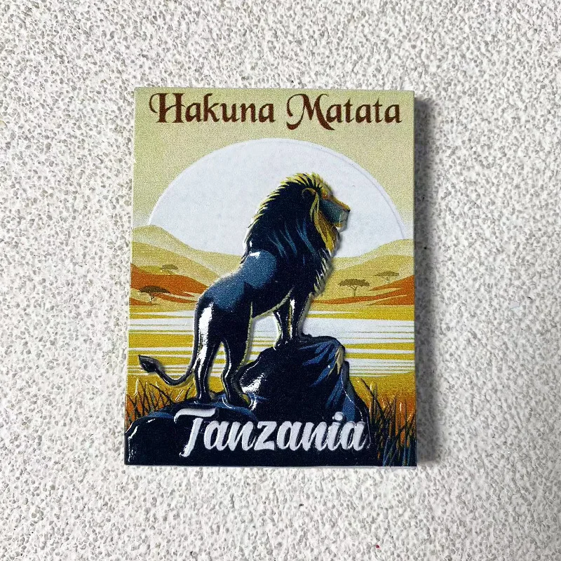 

Tanzania Hakuna Matata 3D Resin Cute Decorative Fridge Magnet - African Wildlife Theme for Room & Home Decor