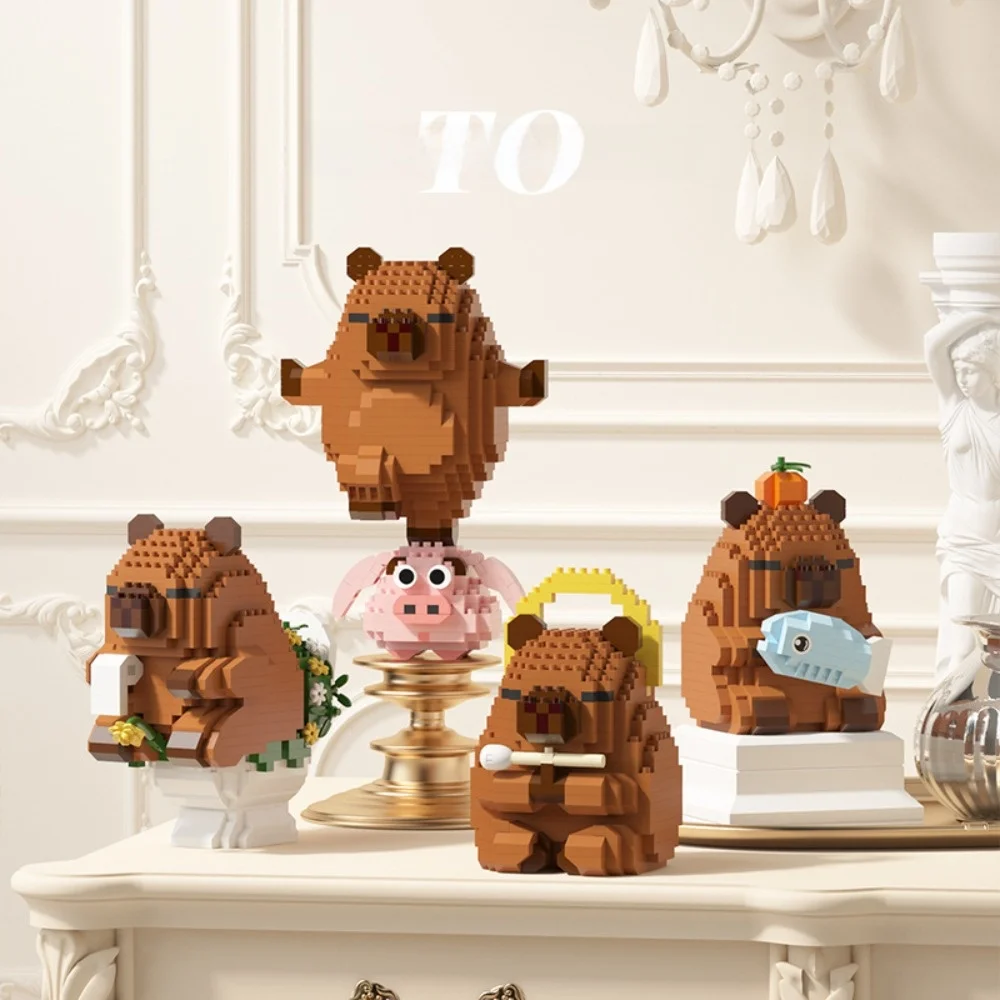 Nowe Klocki Konstrukcyjne Kapybara Zwierzęta Model DIY Nanobricks Kapybara Mikro Diamentowe Klocki Prezent