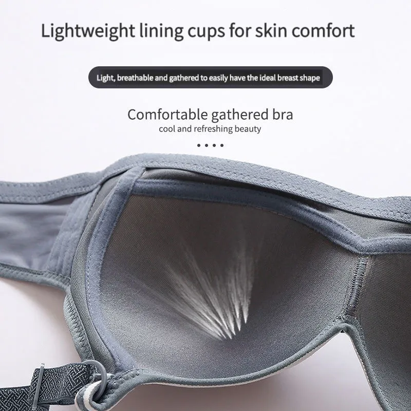 New Glossy Push Up Bra Cover Without Steel Ring Three Row Button Middle-aged Women\'s Underwear Comfortable Sexy Tops Ropa Mujer