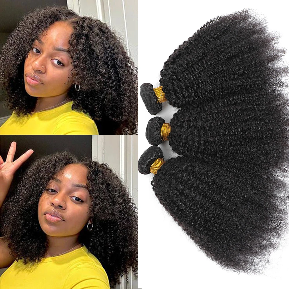 1-3pcs Afro Kinky Curly Bundles Natural Color Remy Human Hair Weave Extension 8-24inches Afro Style Tight Curl 100 Human Hair