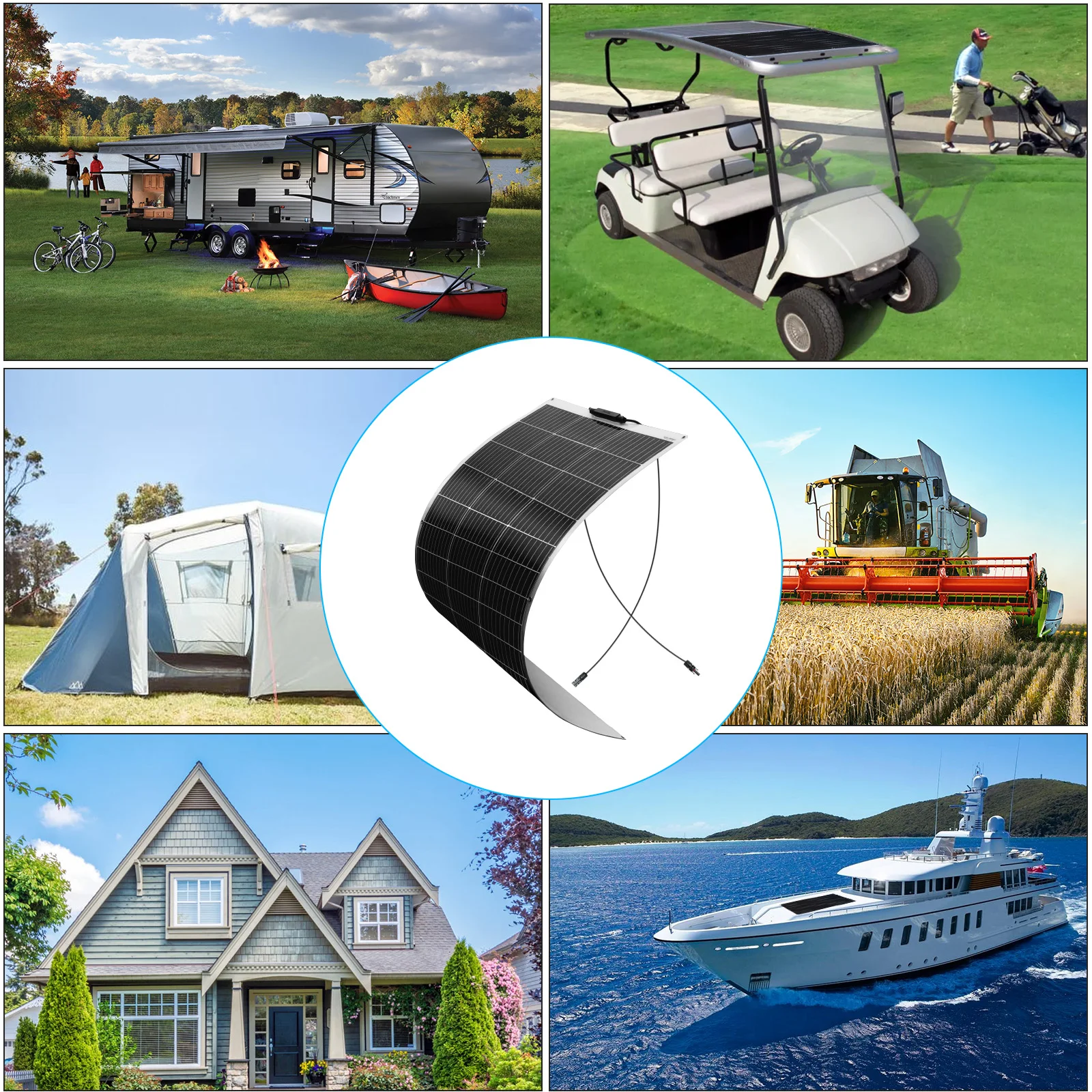 Solar Panel 120W 100W Flexible Solar Panel Monocristalino Impermeable for 12V System RV Boat Balcony Camping Off-Grid