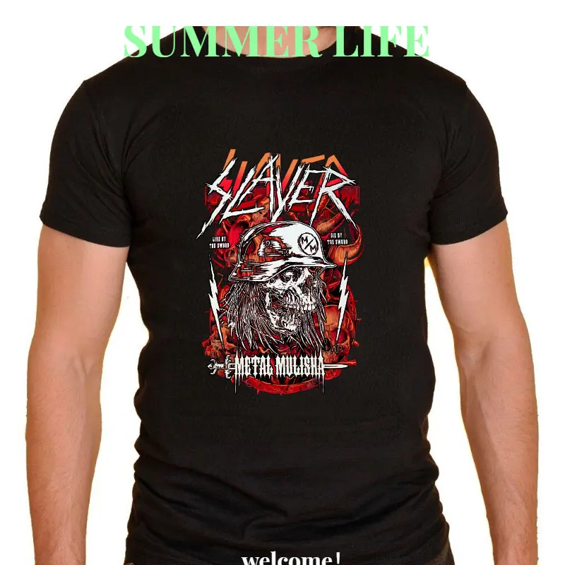 2023 Slayer Men T-shirt Metal Band Men's Clothing Cool Slayer Y2k Tops Punk Rock Modal T-shirts Graphic Women's Harajuku Tees