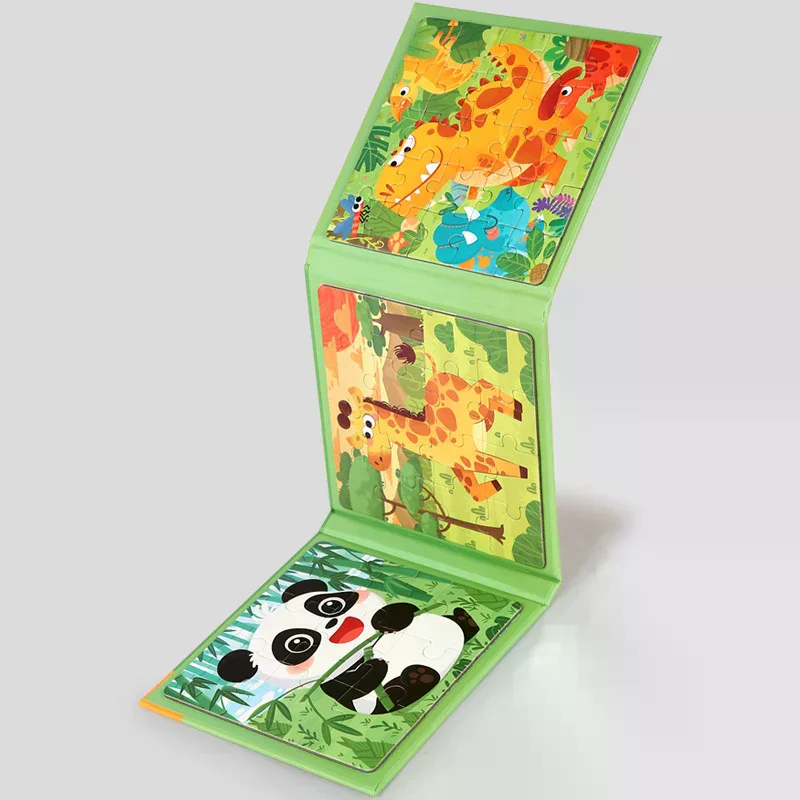 Magnetische Puzzels Spelletjes Voor Kinderen Drukke Rustige Cartoon Dieren Jigsaw Boek Montessori Baby Educatief Speelgoed Kinderen Vroege Geschenken