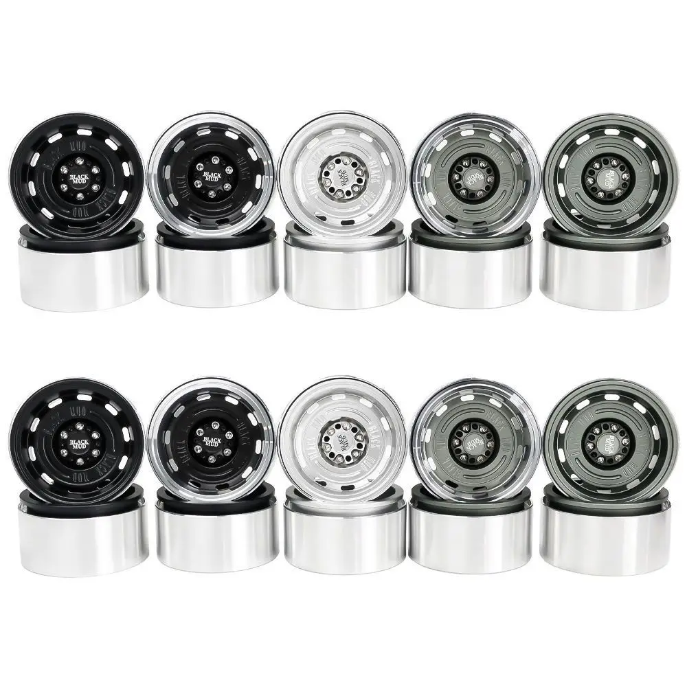 Mozzo ruote retrò fango nero da 2,2 pollici per 1/10 RC Crawler Car TRX4 Defender Bronco AXIAL SCX10 RC4WD D90 Wraith Crossrc Tank 300