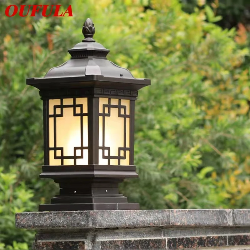 

OUFULA Outdoor Classical Post Lamp Simple Electricity LED Pillar Light Waterproof for Villa Courtyard Retro Garden Landscape