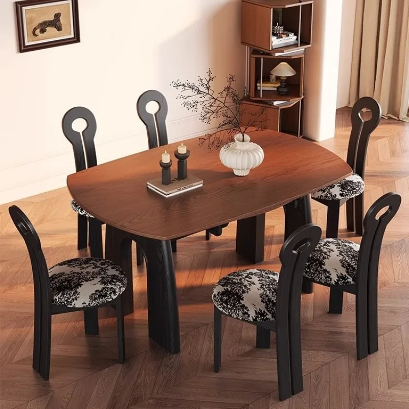 Medieval solid wood folding dining table variable round table household small apartment 2025 new retractable American round