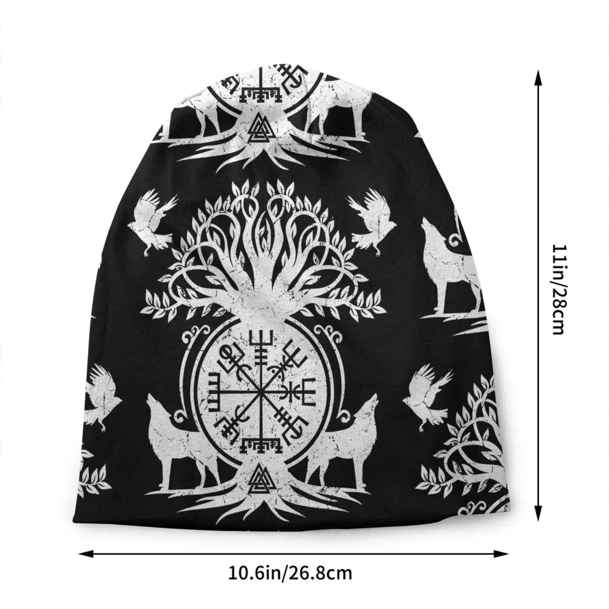 Custom Valknut Cute Vegvisir Skullies Beanies Caps Cool Winter Warm Knitting Hat Adult Unisex Mysterious Bonnet Hats