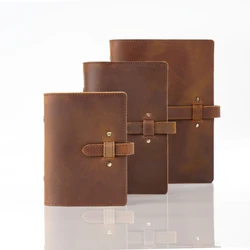 A5 A6 Ring Binder Cowhide Leather Notebook Set 6-hole Loose Leaf Journal Notebook Cover Cowhide Diary Planner and Journals Case