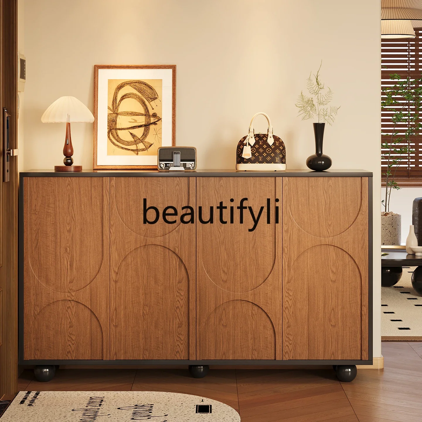 New arrive Solid Wood Shoe Storage Cabinet Integrated Two-in-One Entryway Doorway Hallway Doorway Storage Cabinet