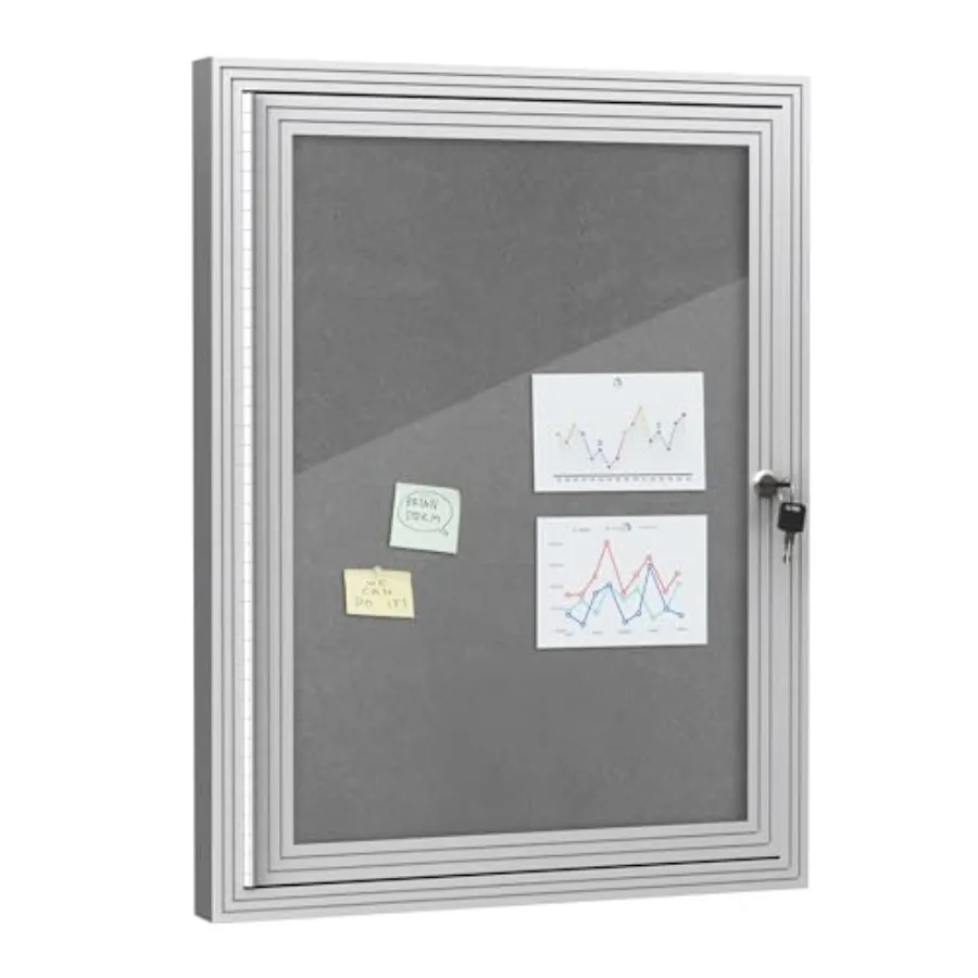 

Доска объявлений уличная, защищенная от атмосферных воздействий, 26x20 дюймов, с замком, из алюминия, с пробковой поверхностью, для школы и офиса, серебристая рама