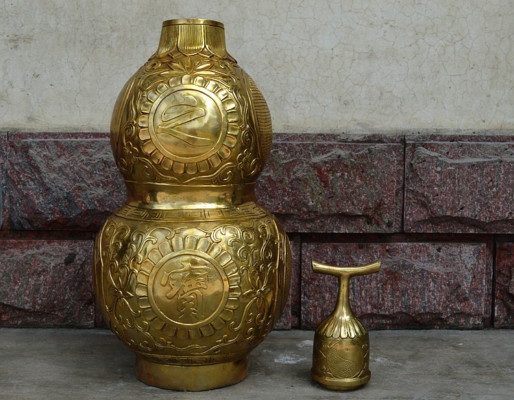 office home protective-large 0.75 M efficacious Talisman House Protection Money Drawing FENG SHUI cucurbit  bronze statue