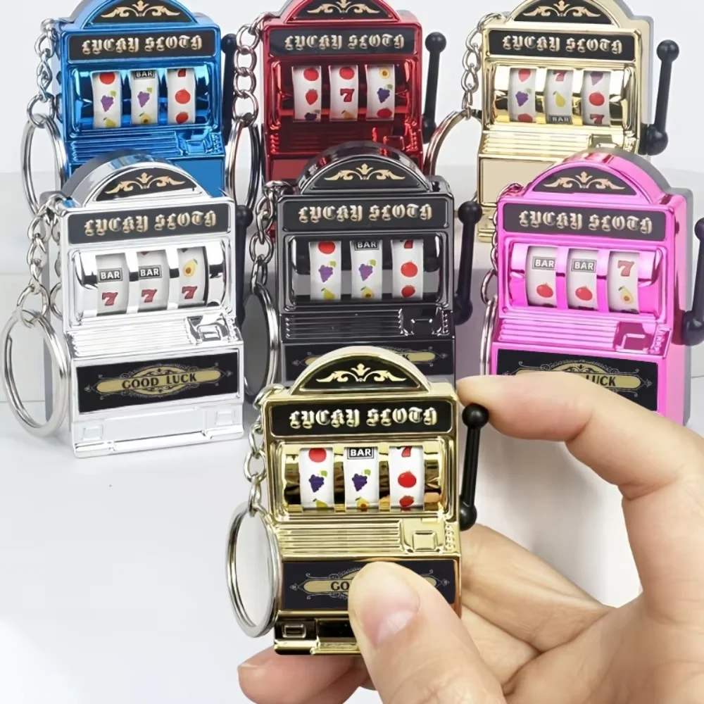 Mini Fruit Slot Machine Keychain Fidget Toy Portable Lucky Charm Bag Pendant Creative Accessory Fun Holiday Gift For Adults