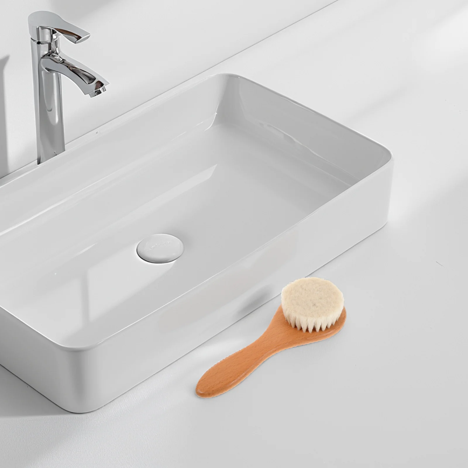 مقبض خشبي فرشاة حمام الطفل شعيرات صوف ناعمة لحديثي الولادة الصغار العناية بفروة الرأس التهيأ التنظيف العميق استخدام متعدد الوظائف #5