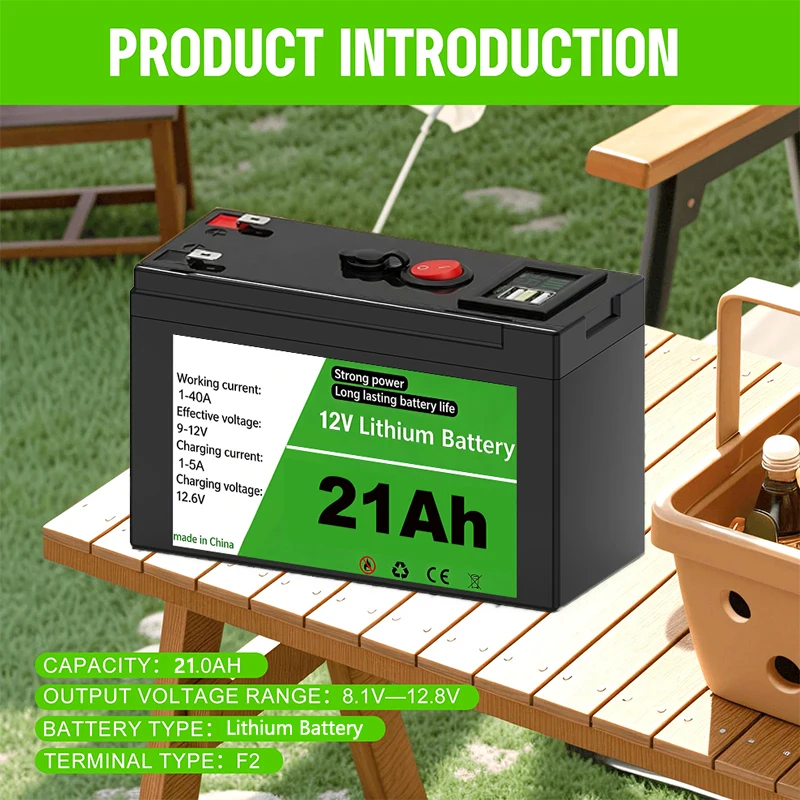 12V 21Ah Lithium Battery Built-in Smart BMS Protection Board for Solar Power System, RV Marine and Off-Grid Home Energy Storage