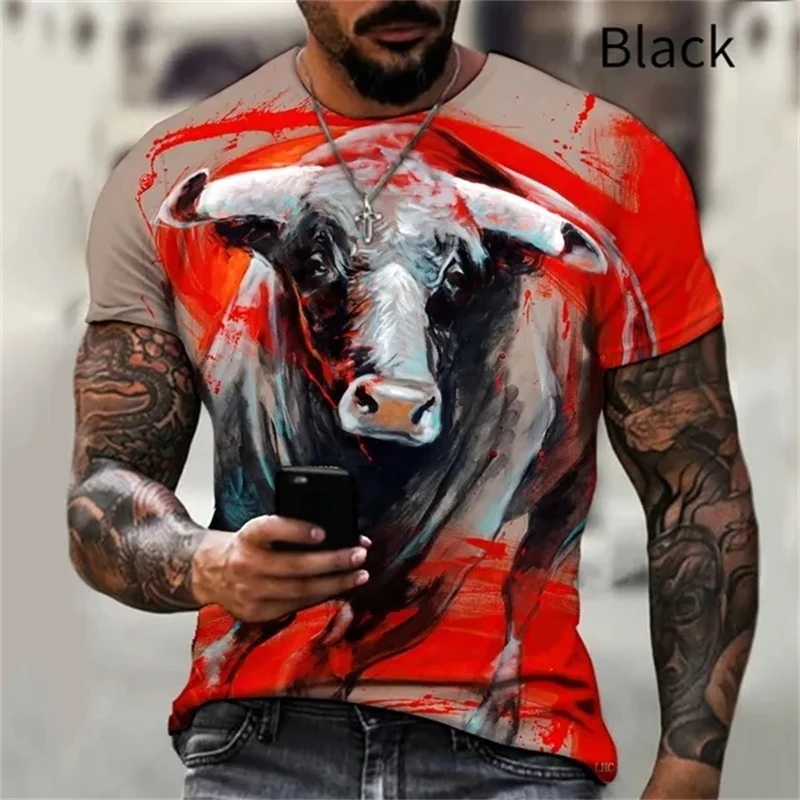 Hot Sell Men's TShirt 3D Printing Animal Spain Bullfighting Yak Painted Super Nice Round Neck T-shirt Trendy Unisex Comfortable