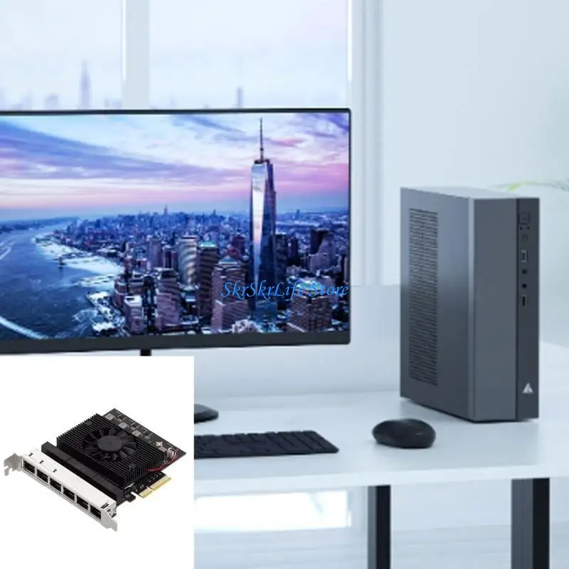 E65E PCIE 2.5 Tarjeta red Gigabit RTL8125B 6 Puerto RJ45 Desktop red LAN