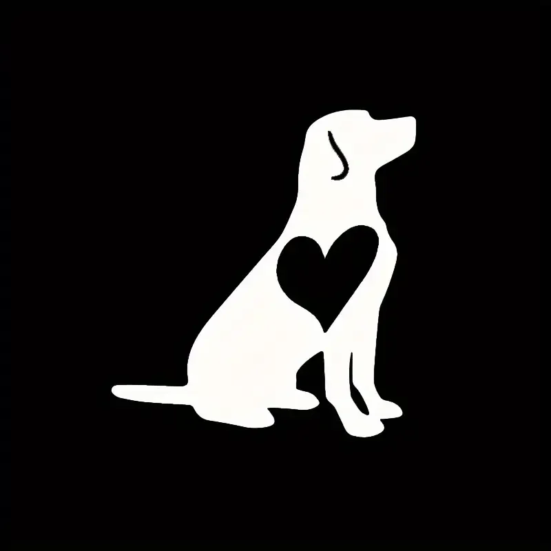 Lab With Heart Sticker Dog Lover Labrador Retriever Decal, 5 Inch White Reflective Vinyl Decal For Cars, Trucks, Laptops, Water