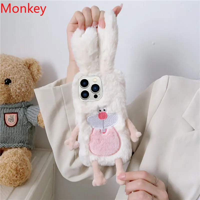 

3D Cute Soft Fluffy Rabbit Ears Warm Fur Case For Samsung Galaxy A02S A03 A11 A31 S10 S9 S8 A10 A20 A30 A50 A70 Cover Phone Case