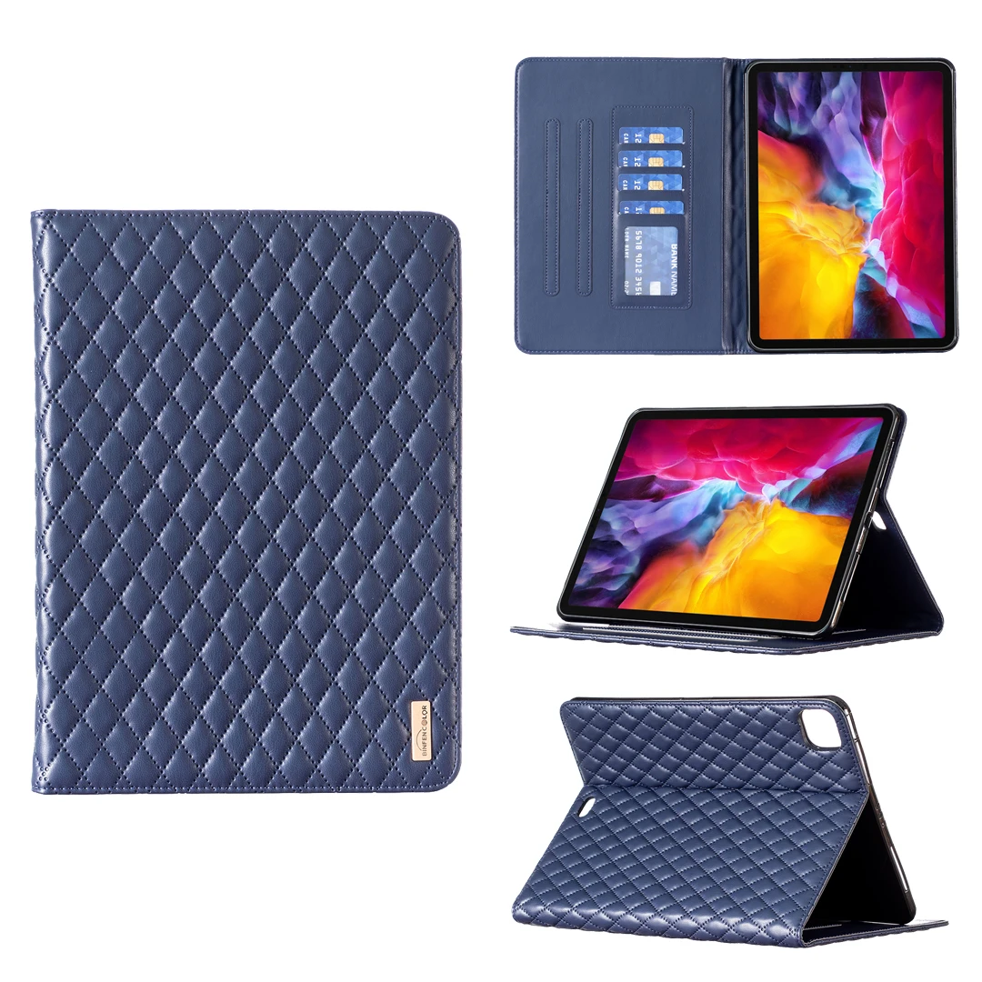 Elegant Diamond Grid Leather Tablet Case with card slot for iPad 9.7 10.2 Pro 10.5 11 inch Mini 654321 soft touch iPad cover