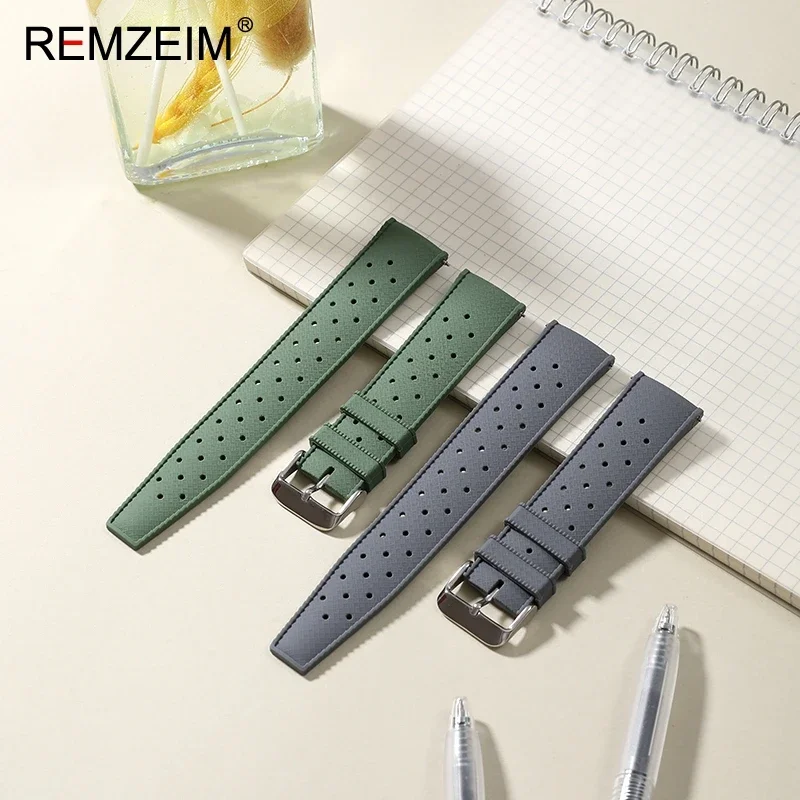 Quick Release Men\'s and Women\'s Leisure Universal Watch Strap 18mm 20mm 22mm Soft Tropical Silicone Watch Strap
