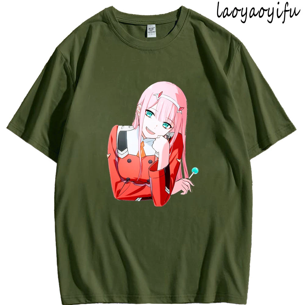 Zero TWO Dear in French Anime Print Harajuku T-shirt Hip Hop Fashion Short Sleeve Unisex Manga Style Clothing